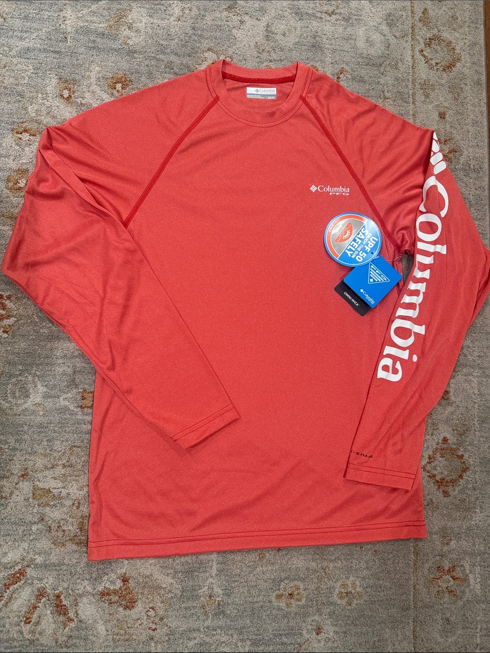 Columbia Men’s Long Sleeve Sun Protection Tee - Coral Red